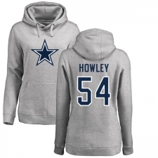 NFL Women's Nike Dallas Cowboys #54 Chuck Howley Ash Name & Number Logo Pullover Hoodie