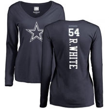 NFL Women's Nike Dallas Cowboys #54 Randy White Navy Blue Backer Slim Fit Long Sleeve T-Shirt