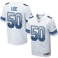 Men's Nike Dallas Cowboys #50 Sean Lee Elite White Road Drift Fashion NFL Jersey