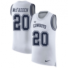 Men's Nike Dallas Cowboys #20 Darren McFadden Limited White Rush Player Name & Number Tank Top NFL Jersey