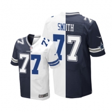 Men's Nike Dallas Cowboys #77 Tyron Smith Elite Navy Blue/White Split Fashion NFL Jersey