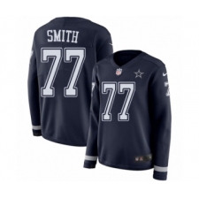 Women's Nike Dallas Cowboys #77 Tyron Smith Limited Navy Blue Therma Long Sleeve NFL Jersey