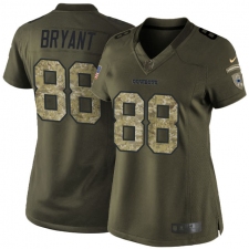 Women's Nike Dallas Cowboys #88 Dez Bryant Elite Green Salute to Service NFL Jersey