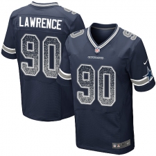Men's Nike Dallas Cowboys #90 Demarcus Lawrence Elite Navy Blue Home Drift Fashion NFL Jersey