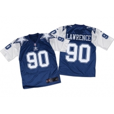 Men's Nike Dallas Cowboys #90 Demarcus Lawrence Elite Navy/White Throwback NFL Jersey