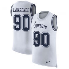 Men's Nike Dallas Cowboys #90 Demarcus Lawrence Limited White Rush Player Name & Number Tank Top NFL Jersey