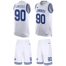 Men's Nike Dallas Cowboys #90 Demarcus Lawrence Limited White Tank Top Suit NFL Jersey