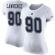 NFL Women's Nike Dallas Cowboys #90 Demarcus Lawrence White Rush Pride Name & Number T-Shirt