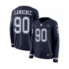 Women's Nike Dallas Cowboys #90 Demarcus Lawrence Limited Navy Blue Therma Long Sleeve NFL Jersey