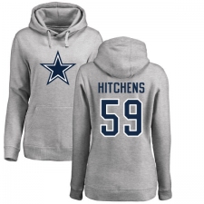 NFL Women's Nike Dallas Cowboys #59 Anthony Hitchens Ash Name & Number Logo Pullover Hoodie