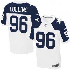Men's Nike Dallas Cowboys #96 Maliek Collins Elite White Throwback Alternate NFL Jersey