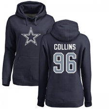 NFL Women's Nike Dallas Cowboys #96 Maliek Collins Navy Blue Name & Number Logo Pullover Hoodie