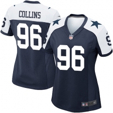 Women's Nike Dallas Cowboys #96 Maliek Collins Game Navy Blue Throwback Alternate NFL Jersey
