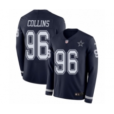 Youth Nike Dallas Cowboys #96 Maliek Collins Limited Navy Blue Therma Long Sleeve NFL Jersey