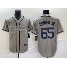 Men's New York Yankees #65 Nestor Cortes Jr Grey Cool Base Stitched Baseball Jersey