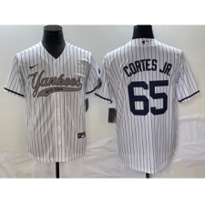 Men's New York Yankees #65 Nestor Cortes Jr White Cool Base Stitched Baseball Jersey