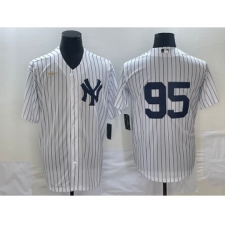 Men's New York Yankees #95 Oswaldo Cabrera White No Name Throwback Stitched MLB Cool Base Nike Jersey