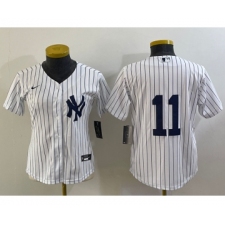 Women's New York Yankees #11 Anthony Volpe White No Name Stitched MLB Nike Cool Base Jersey