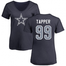 NFL Women's Nike Dallas Cowboys #99 Charles Tapper Navy Blue Name & Number Logo Slim Fit T-Shirt