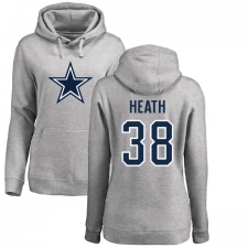 NFL Women's Nike Dallas Cowboys #38 Jeff Heath Ash Name & Number Logo Pullover Hoodie