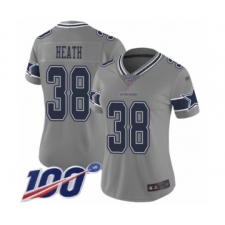 Women's Dallas Cowboys #38 Jeff Heath Limited Gray Inverted Legend 100th Season Football Jersey