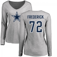 NFL Women's Nike Dallas Cowboys #72 Travis Frederick Ash Name & Number Logo Slim Fit Long Sleeve T-Shirt