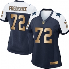 Women's Nike Dallas Cowboys #72 Travis Frederick Elite Navy/Gold Throwback Alternate NFL Jersey