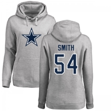 NFL Women's Nike Dallas Cowboys #54 Jaylon Smith Ash Name & Number Logo Pullover Hoodie