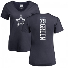 NFL Women's Nike Dallas Cowboys #79 Chaz Green Navy Blue Backer T-Shirt