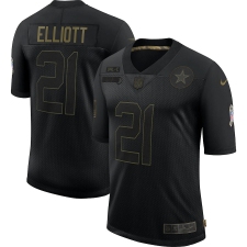 Men's Dallas Cowboys #21 Ezekiel Elliott Black 2020 Salute To Service Limited Jersey
