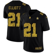Men's Dallas Cowboys #21 Ezekiel Elliott Black Nike Leopard Print Limited Jersey