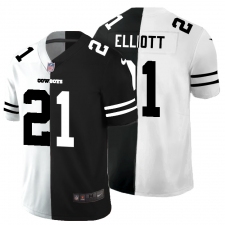 Men's Dallas Cowboys #21 Ezekiel Elliott Black White Limited Split Fashion Football Jersey