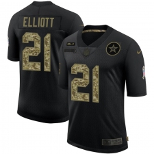 Men's Dallas Cowboys #21 Ezekiel Elliott Camo 2020 Salute To Service Limited Jersey