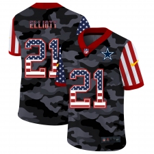 Men's Dallas Cowboys #21 Ezekiel Elliott Camo Flag Nike Limited Jersey