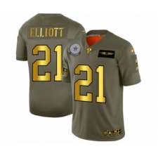 Men's Dallas Cowboys #21 Ezekiel Elliott Limited Olive Gold 2019 Salute to Service Football Jersey