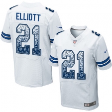 Men's Nike Dallas Cowboys #21 Ezekiel Elliott Elite White Road Drift Fashion NFL Jersey