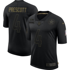 Men's Dallas Cowboys #4 Dak Prescott Black 2020 Salute To Service Limited Jersey