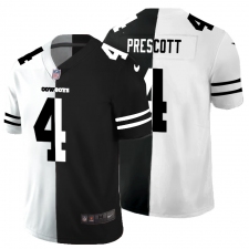 Men's Dallas Cowboys #4 Dak Prescott Black White Limited Split Fashion Football Jersey