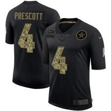 Men's Dallas Cowboys #4 Dak Prescott Camo 2020 Salute To Service Limited Jersey