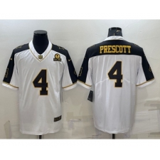Men's Dallas Cowboys #4 Dak Prescott White Gold Edition With 1960 Patch Limited Stitched Football Jersey