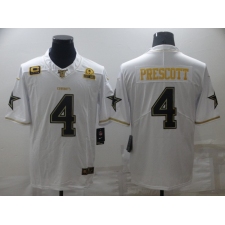 Men's Dallas Cowboys #4 Dak Prescott White Gold Limited Player Jersey