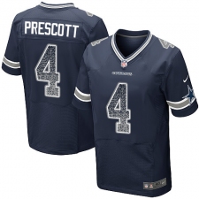 Men's Nike Dallas Cowboys #4 Dak Prescott Elite Navy Blue Home Drift Fashion NFL Jersey