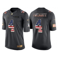 Men's Nike Dallas Cowboys #4 Dak Prescott Limited Black USA Flag Salute To Service NFL Jersey
