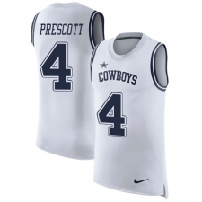 Men's Nike Dallas Cowboys #4 Dak Prescott Limited White Rush Player Name & Number Tank Top NFL Jersey