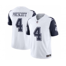 Men's Nike Dallas Cowboys #4 Dak Prescott Thanksgiving White 2023 F.U.S.E. Vapor Limited Stitched Football Jersey