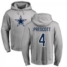 NFL Nike Dallas Cowboys #4 Dak Prescott Ash Name & Number Logo Pullover Hoodie