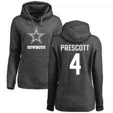 NFL Women's Nike Dallas Cowboys #4 Dak Prescott Ash One Color Pullover Hoodie