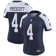 Women's Nike Dallas Cowboys #4 Dak Prescott Elite Navy Blue Throwback Alternate NFL Jersey