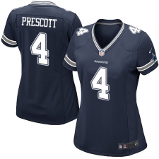 Women's Nike Dallas Cowboys #4 Dak Prescott Game Navy Blue Team Color NFL Jersey