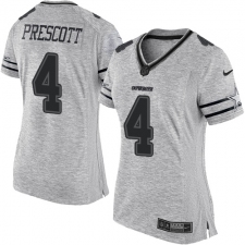 Women's Nike Dallas Cowboys #4 Dak Prescott Limited Gray Gridiron II NFL Jersey